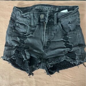 American Eagle Outfitters Black Distressed Shorts